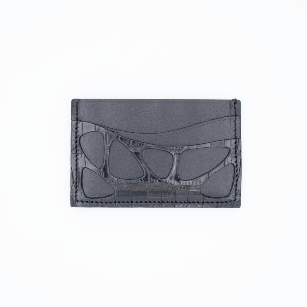 PORTE-CARTE ORGANIQUE CROCO NOIR