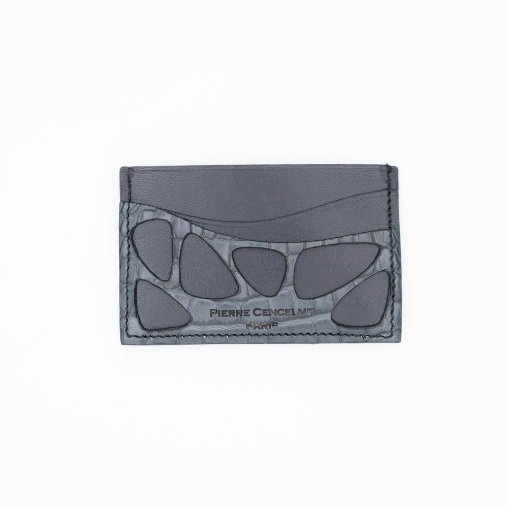 PORTE-CARTE ORGANIQUE CROCO BLEU